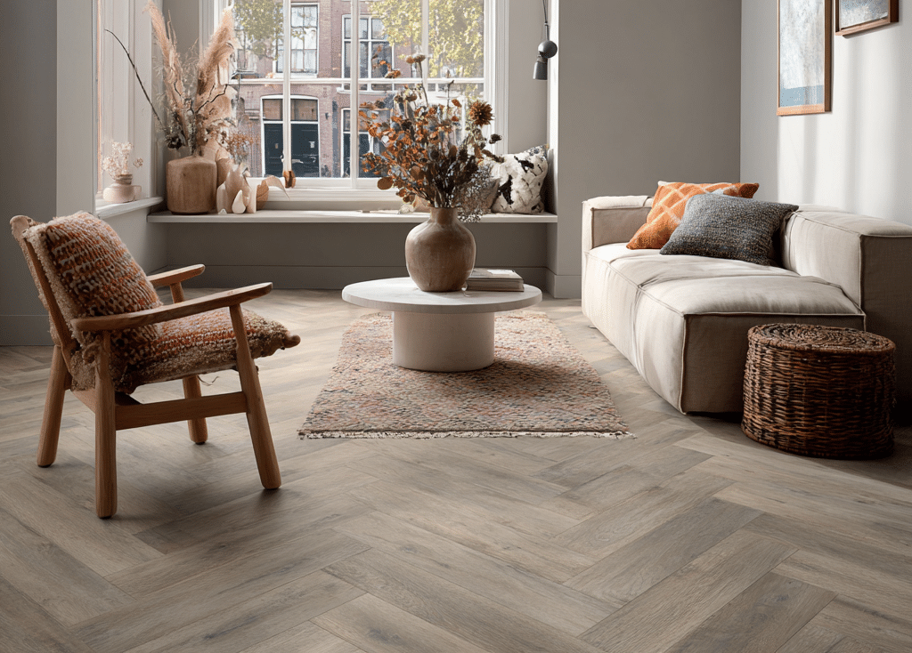 Walvisgraat eiken | Rustiek ambiance | 15 x 75 cm | Licht grijs | [8]